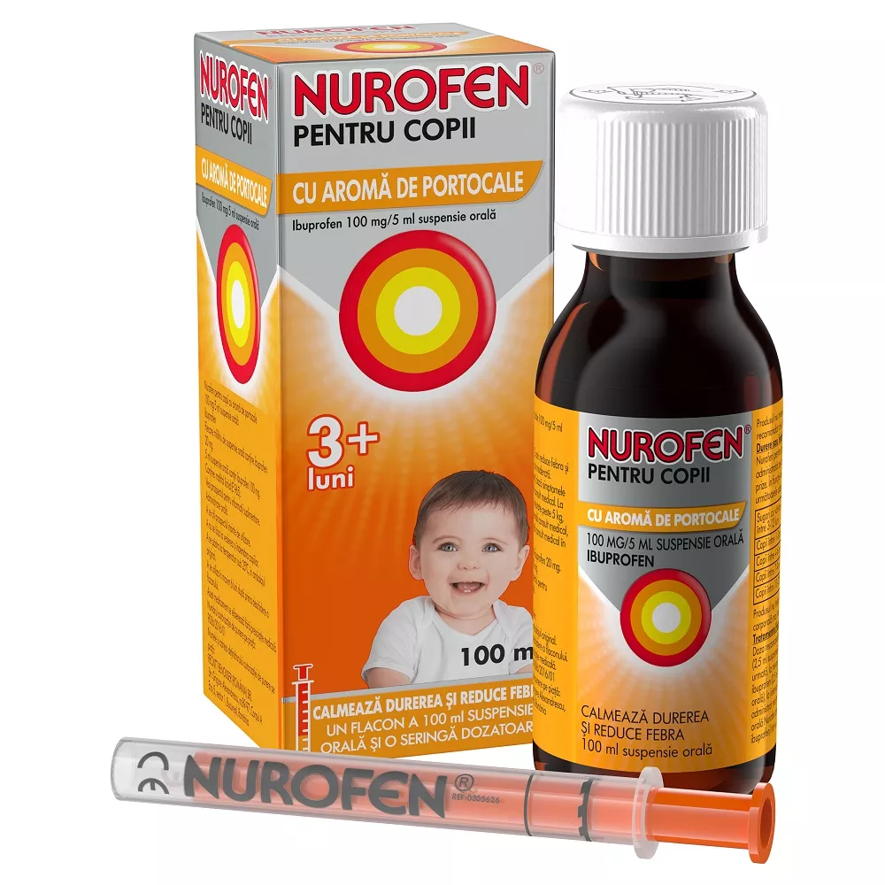 NUROFEN PENTRU COPII CU AROMA DE PORTOCALE x 1 SUSP. ORALA