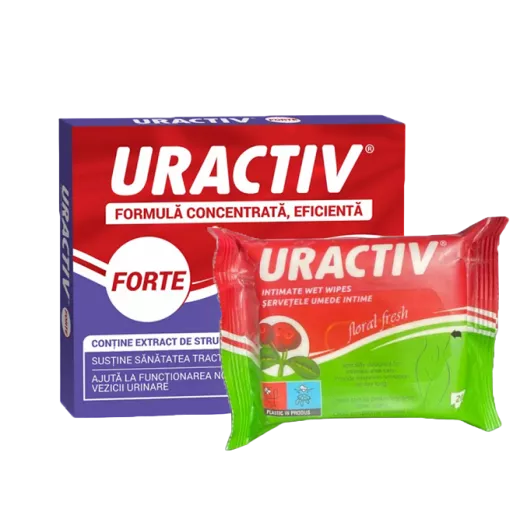 URACTIV FORTE X 20 CPS + URACTIV SERVETELE UMEDE INTIME X 20 BUC