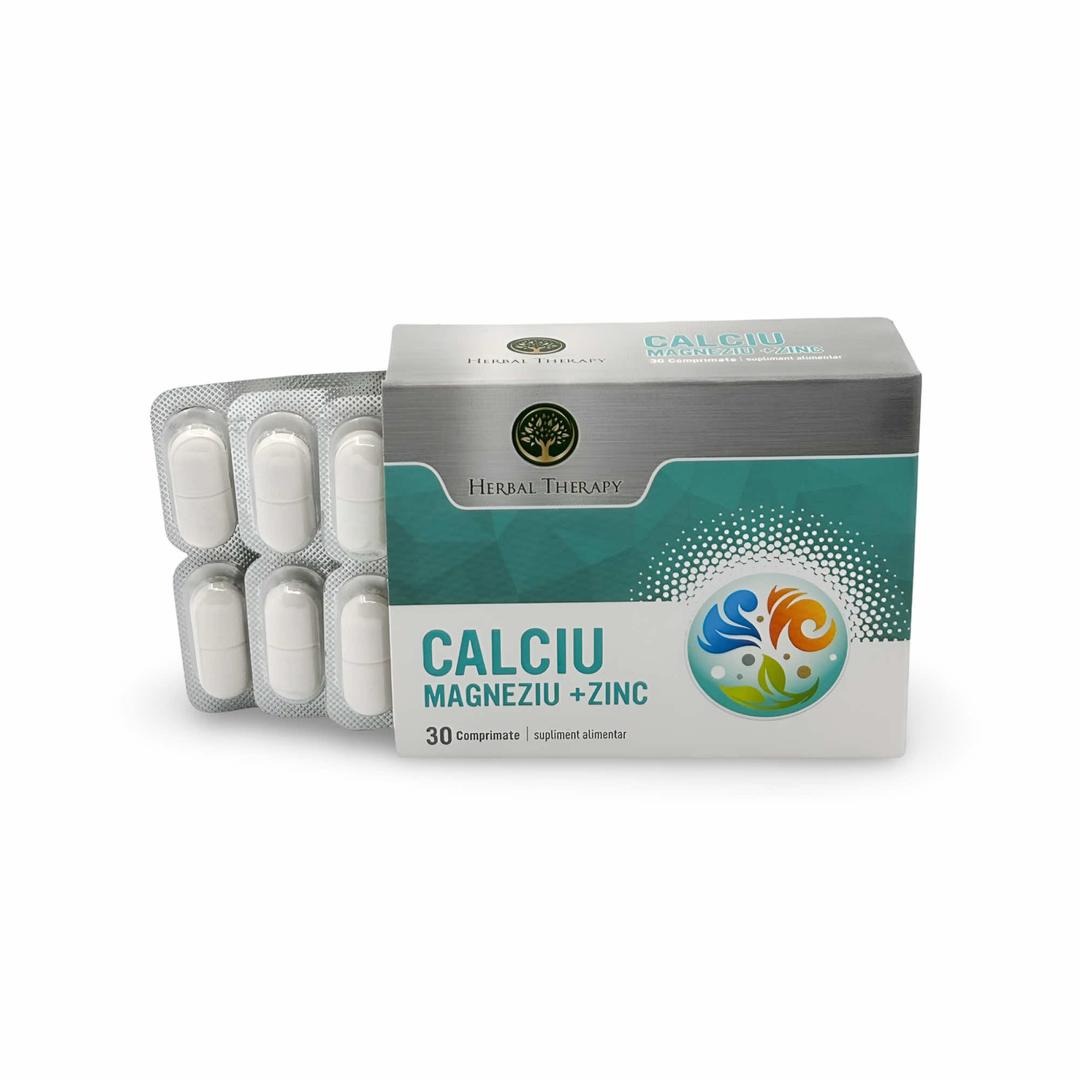 Calciu + Magneziu + Zinc - Menține echilibrul mineral al organismului, 30 Comprimate - imagine 2