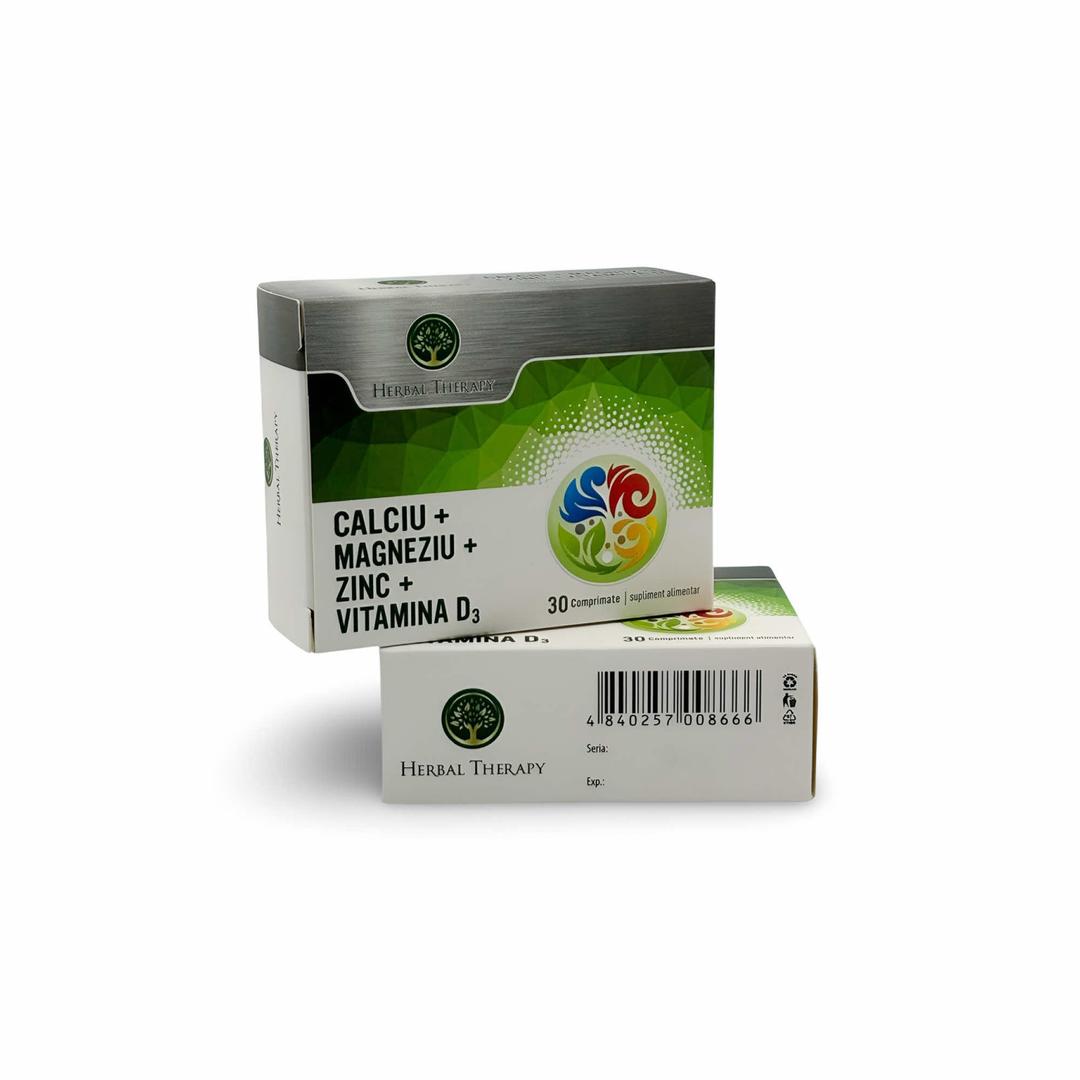 Calciu + Magneziu + Zinc + Vitamina D3, 30 comprimate – Supliment alimentar pentru oase, mușchi & imunitate - imagine 4