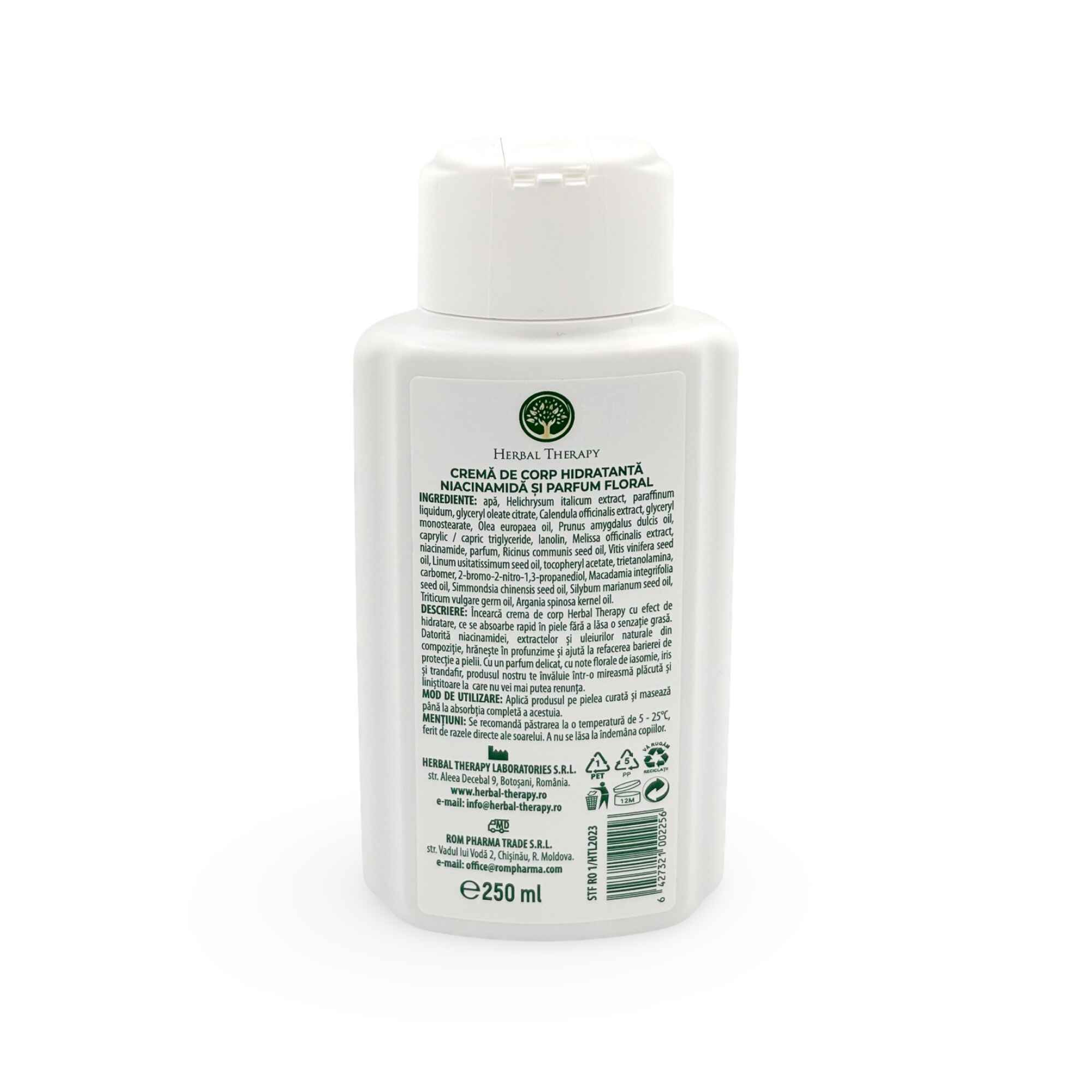 Cremă de Corp Hidratantă, cu Niacinamidă (B3), Uleiuri și Extracte Herbal, cu Parfum Floral, 250 ml - imagine 2