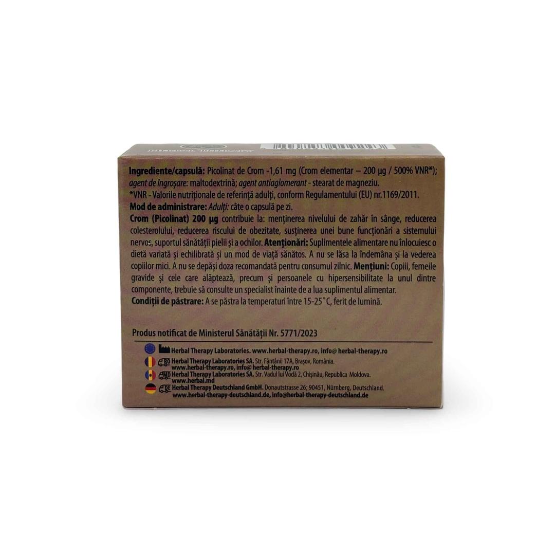 Crom (picolinat) 200 µg, 30 capsule – Supliment alimentar cu crom - imagine 3