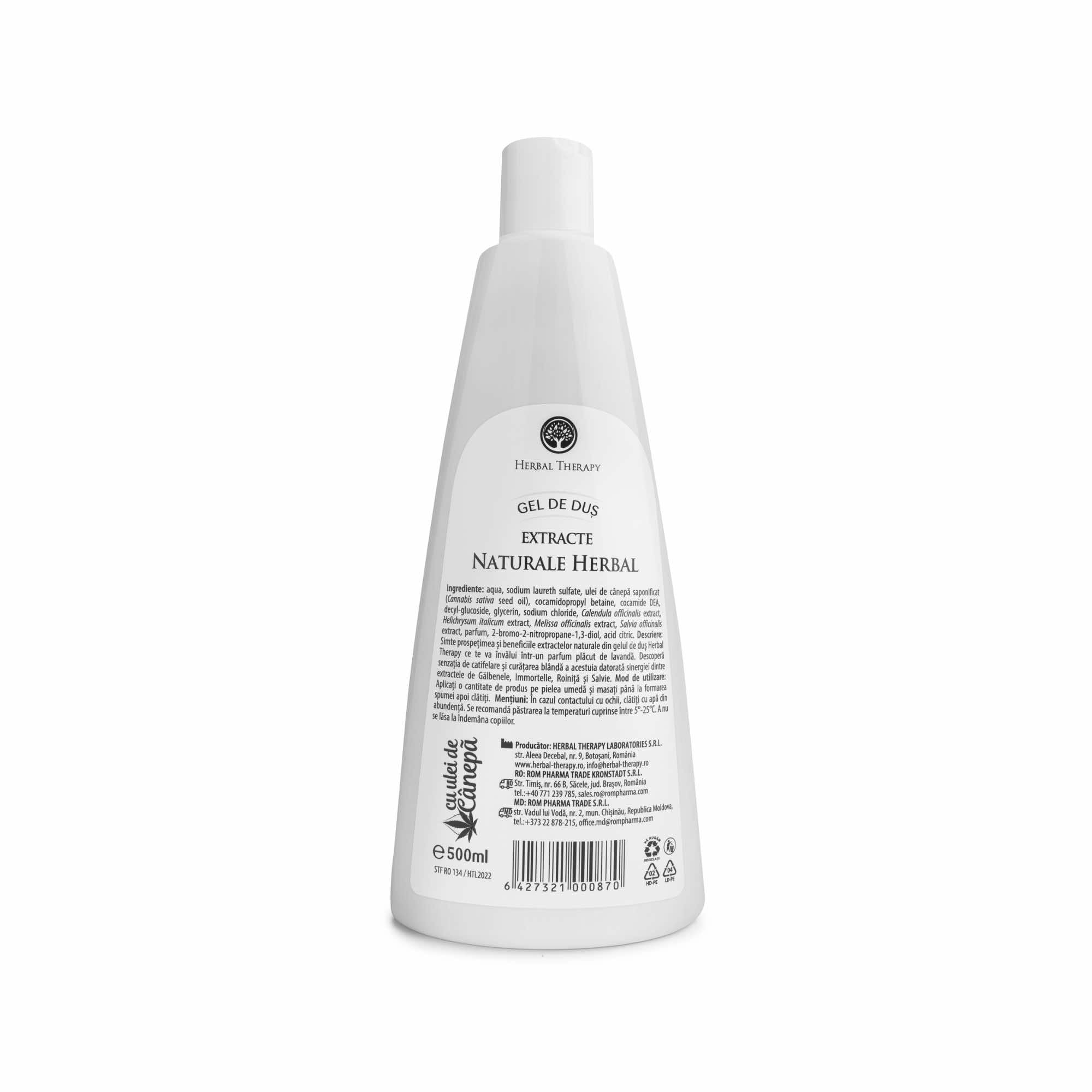 Gel de Dus Relaxare și Tonifiere - Extracte Naturale Herbal și Ulei de Cânepă, 500 ml - imagine 2