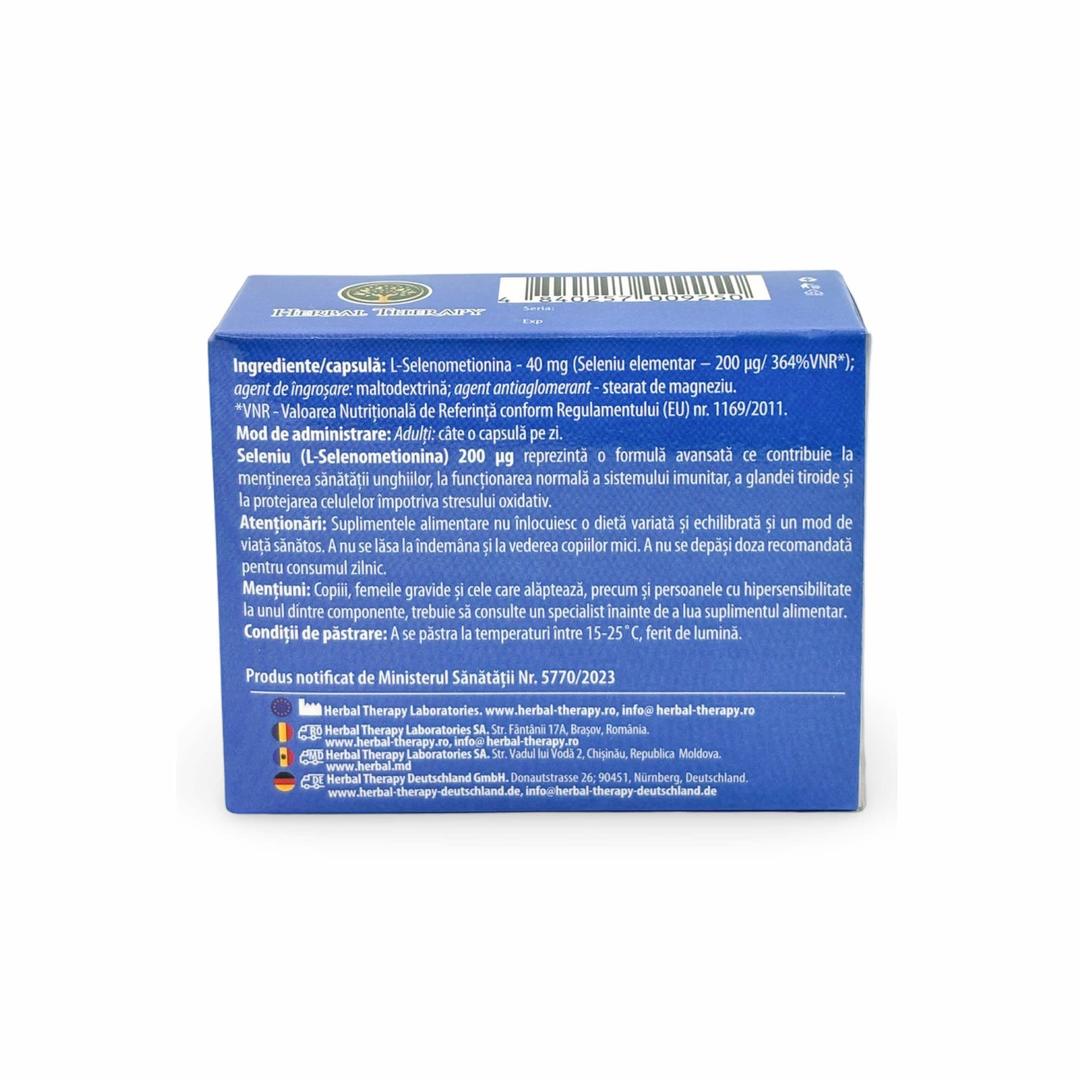 Seleniu (L-Selenometionina) 200 µg - Sprijină sănătatea tiroidiană și fertilitatea, 30 capsule - imagine 3