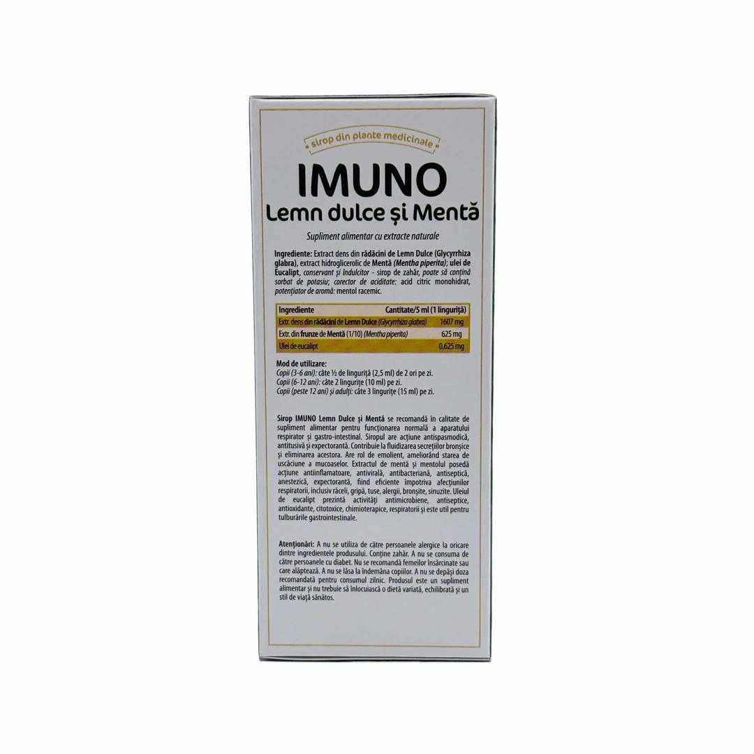 Imuno Lemn-Dulce & Mentă, 200 ml – sirop cu plante, supliment alimentar - imagine 3