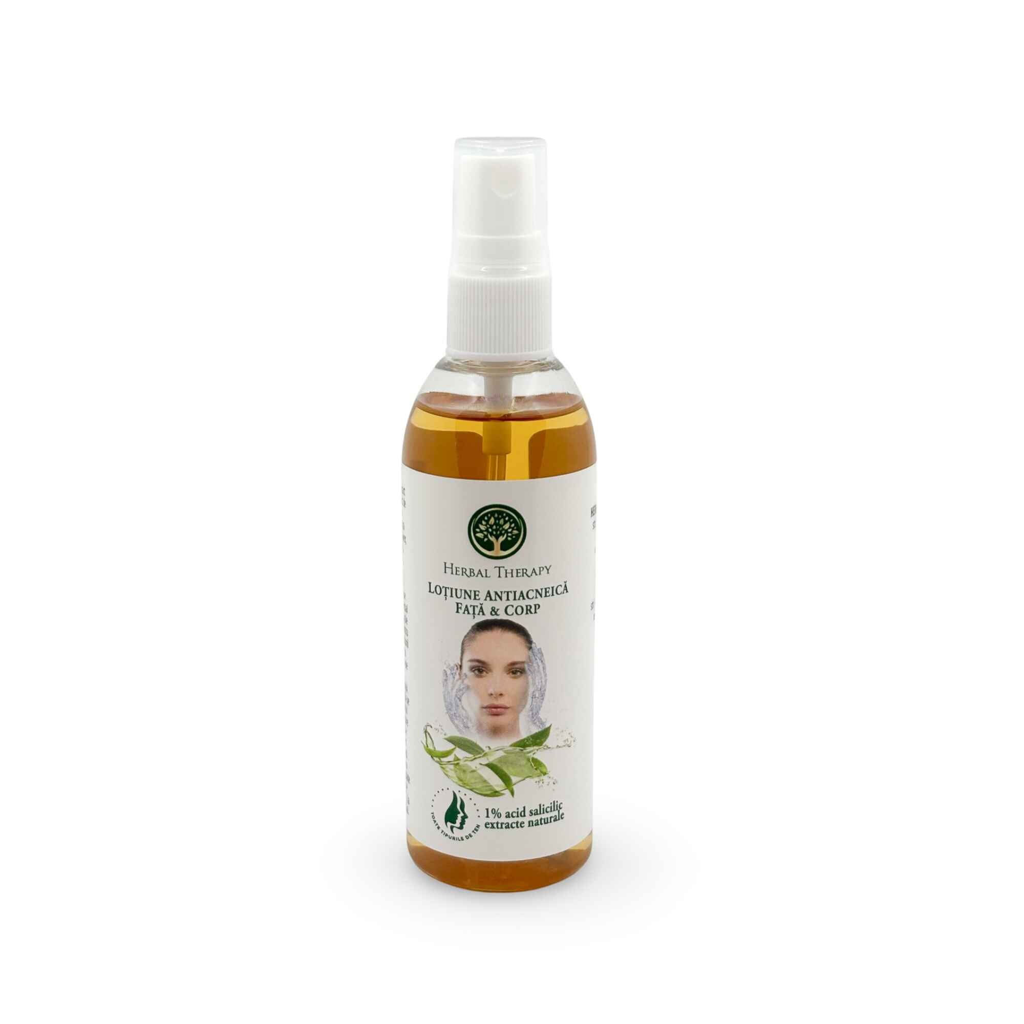 Spray Antiacneic Față și Corp 1% Acid Salicilic - Extracte Naturale, Uz Extern, 100 ml