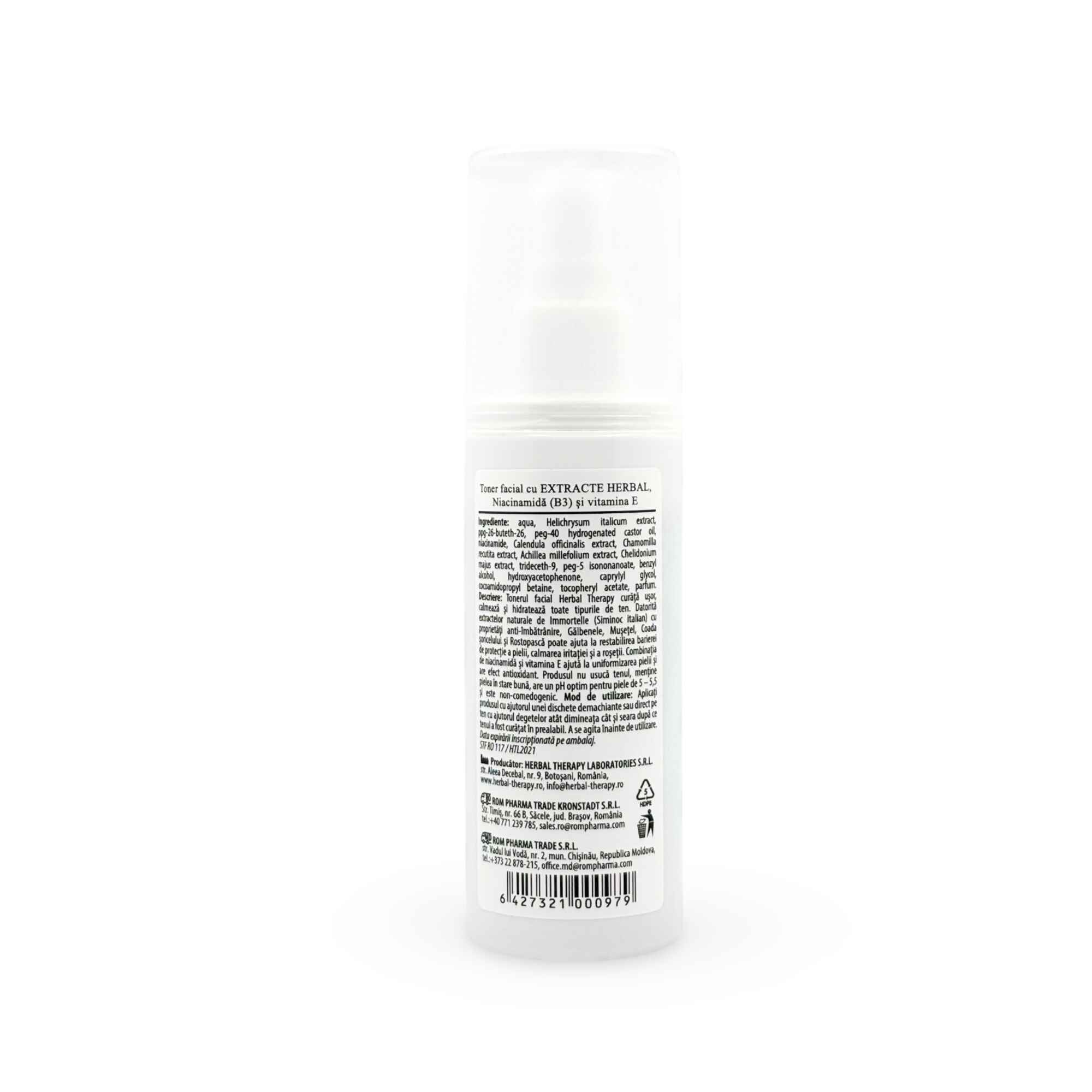 Toner Facial cu Extracte Herbal, Niacinamida B3 și Vitamina E, 100 ml - imagine 3