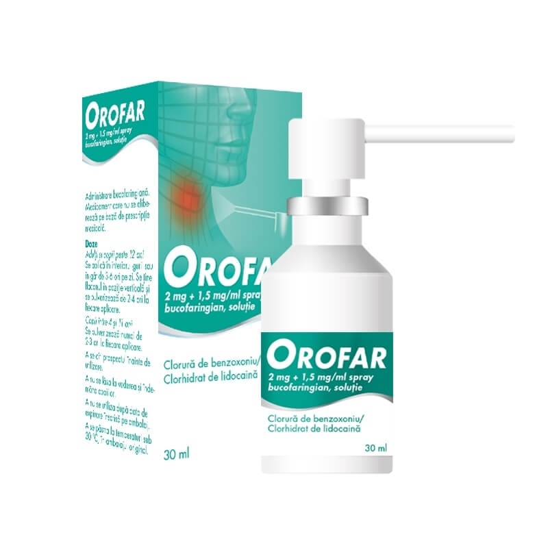 Orofar 2 mg + 1,5 mg/ml spray bucofaringian 30ml