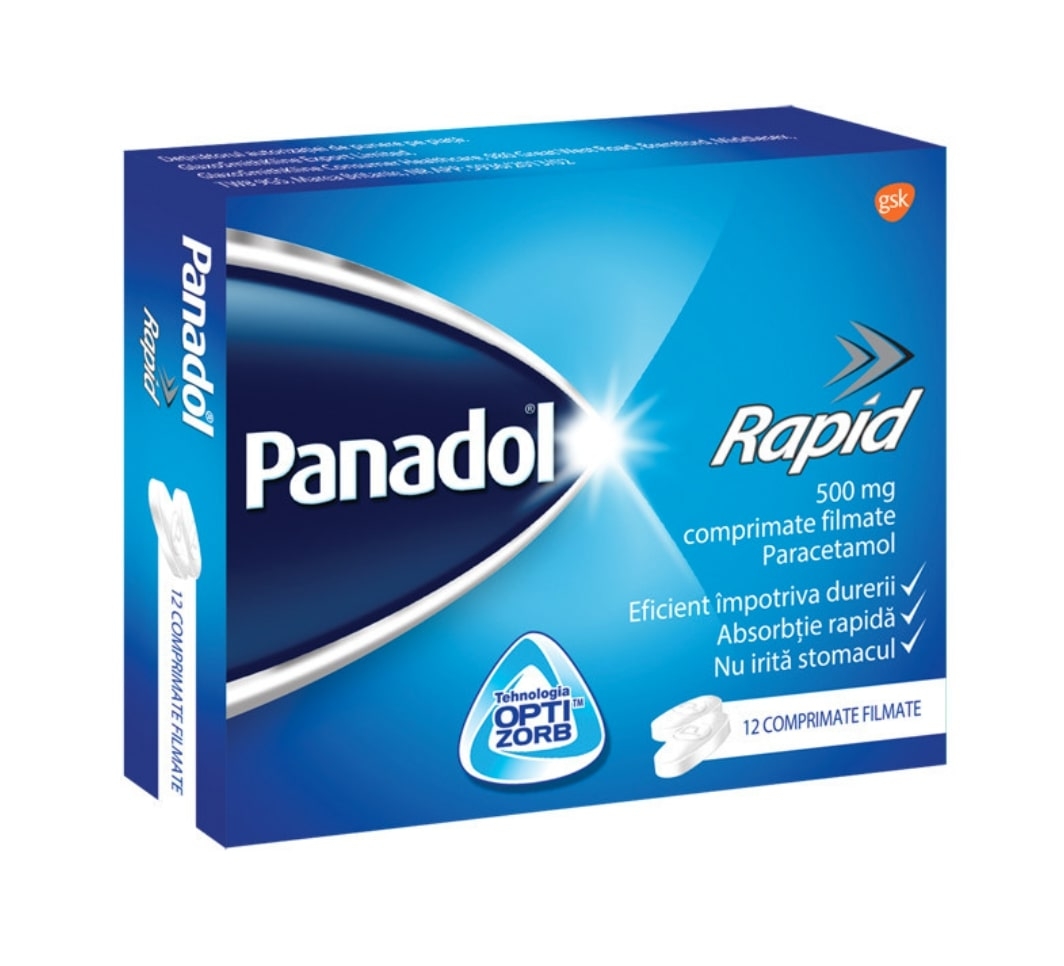 Panadol Rapid, 500 mg, 12 comprimate filmate, Gsk